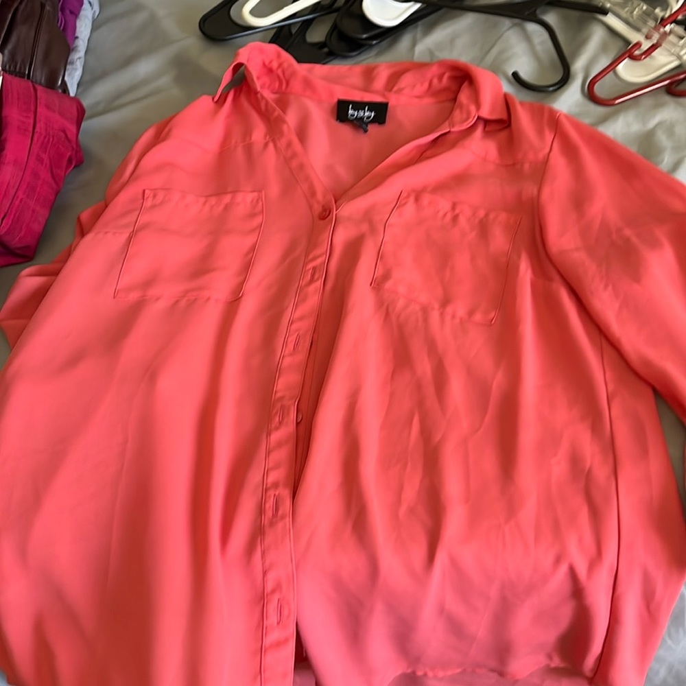 Pink 3/4 sleeve button up